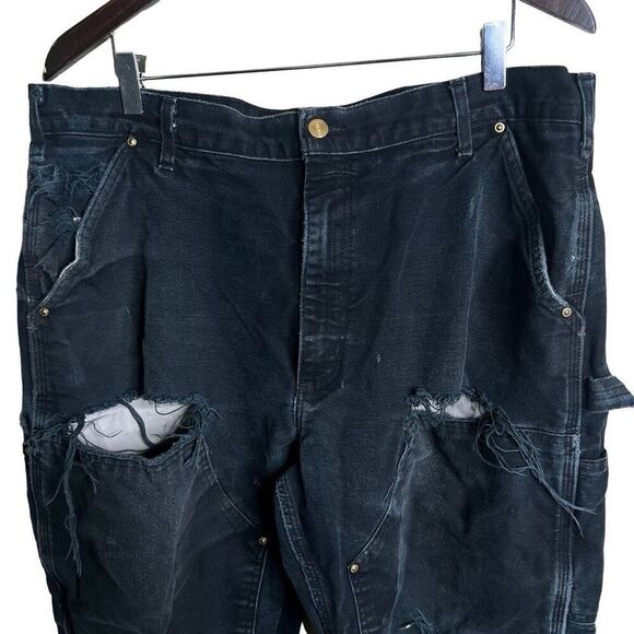 Vintage Distressed Carhartt Black Double Knee Pants Made In USA 38 - Picture 2 of 7